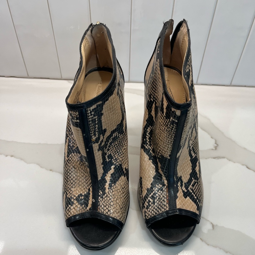 Leather peep toe booties